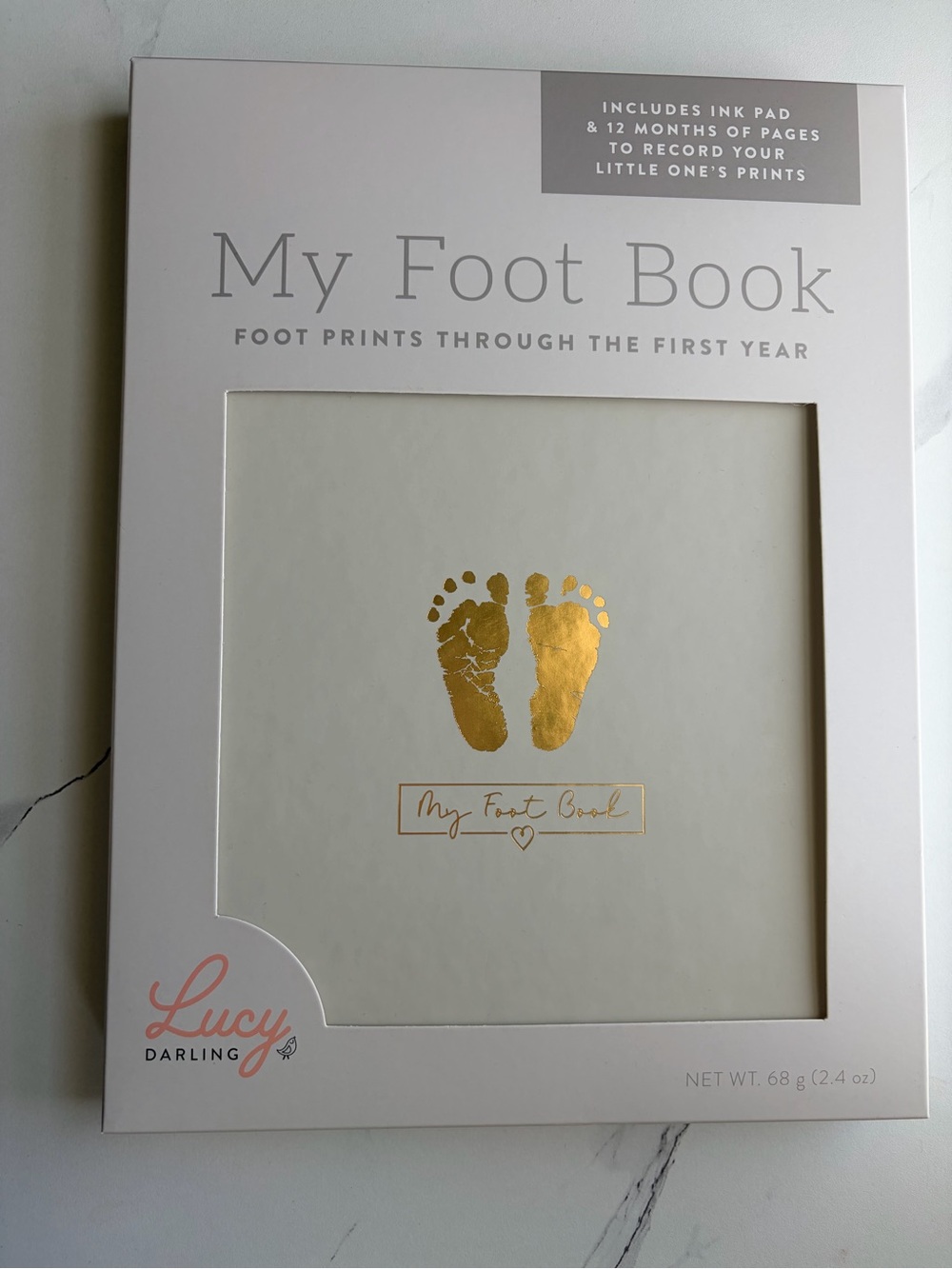 Darling My Foot Book - White with Gold Accents